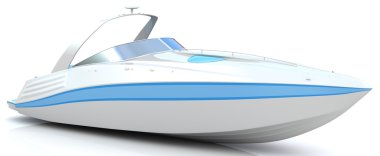 3d white speedboat isolated on a white background clipart