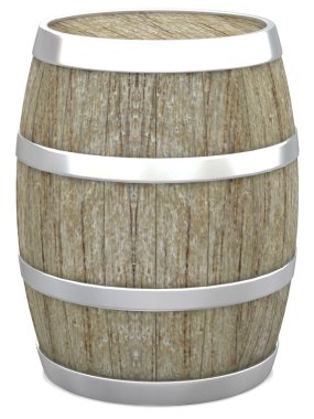 3D Wood barrel isolated on white clipart