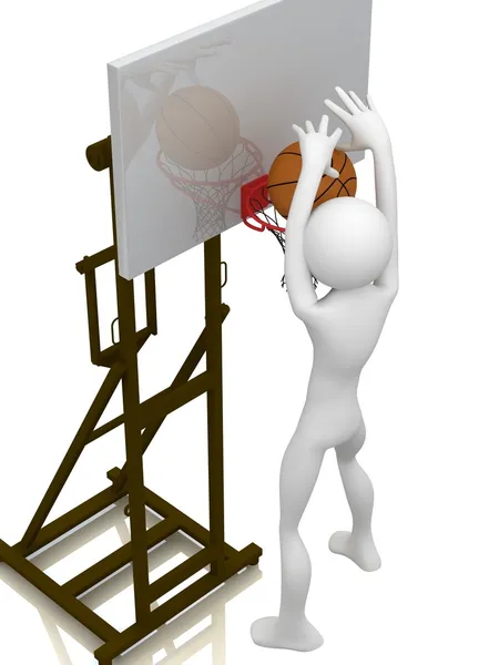 3D menselijke basketbalspeler probeerde te scoren. — Stockfoto