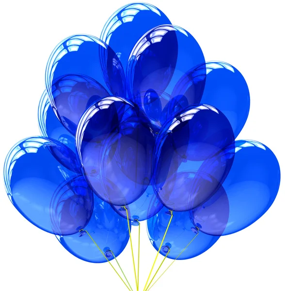 3d party balloons translucent colored blue. Isolated on white background — Stock Photo, Image