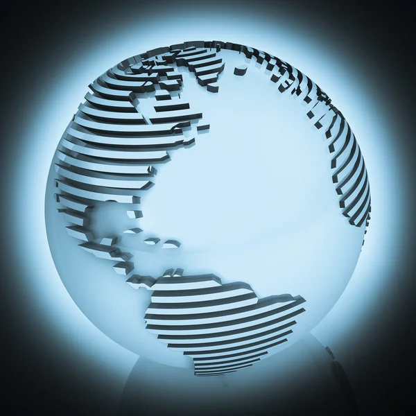 Abstracte cyaan gesneden globe. — Stockfoto