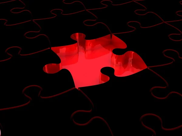 3D black jigsaw puzzles without one piece — Stock Photo, Image