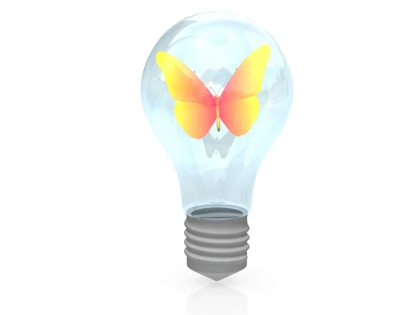 Butterfly trapped in bulb. — Stock Photo, Image