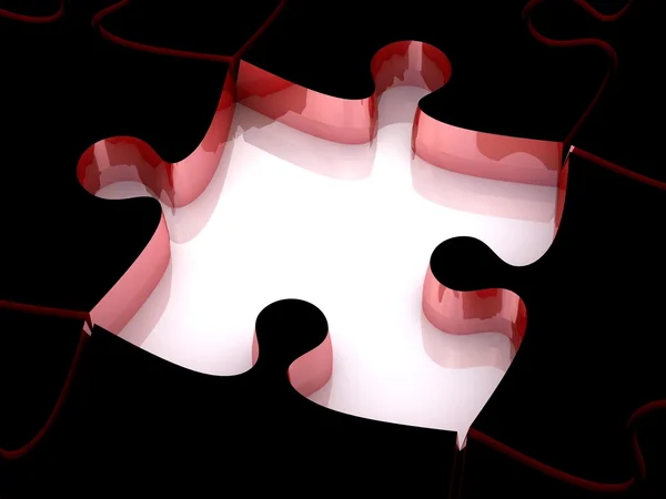 3D puzzle czarny bez jednego kawałka — Zdjęcie stockowe