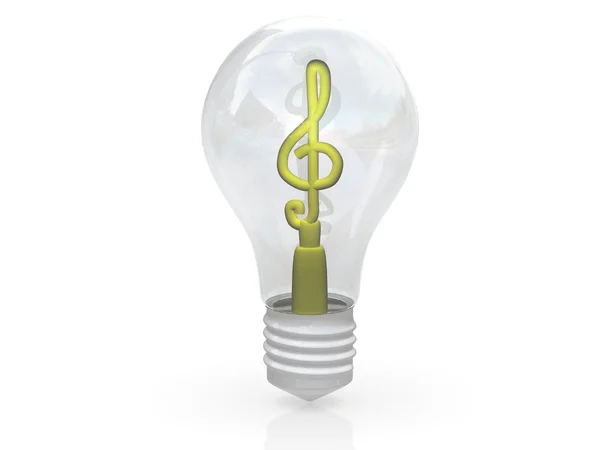 Lightbulb with music key. — Stock Photo, Image
