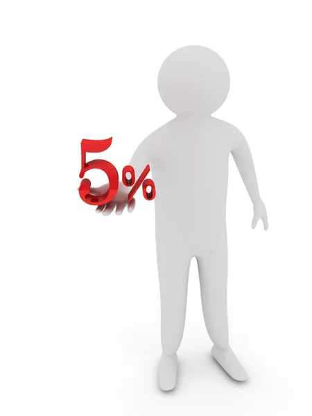 Humano dando cinco símbolo percentual vermelho — Fotografia de Stock