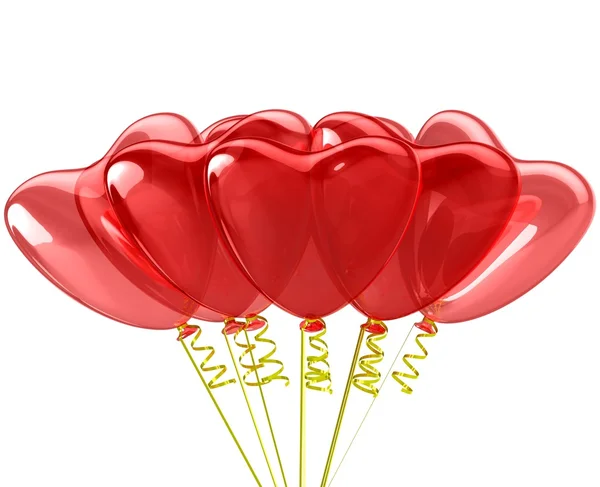 Herz rote Luftballons. Hochzeit romantische Dekoration. — Stockfoto