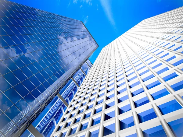 Moderner Wolkenkratzer auf Wolkenkratzer-Hintergrund — Stockfoto