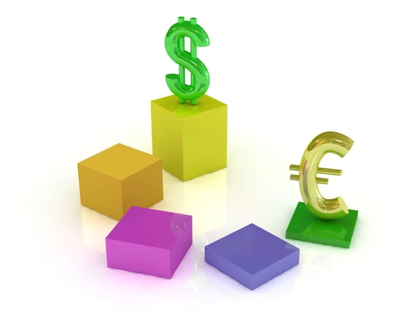 Graph with euro and dollar sign — Stock Photo, Image