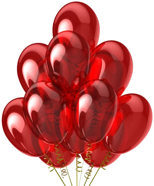 3d festa balões translúcidos coloridos vermelho. Isolado sobre fundo branco — Fotografia de Stock