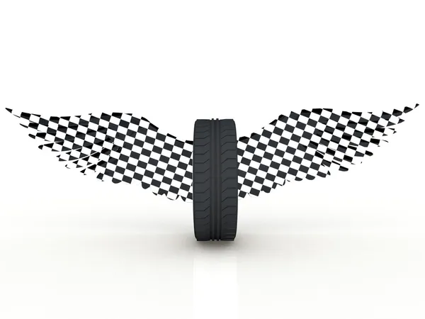 Rueda de neumáticos de coche con alas . —  Fotos de Stock