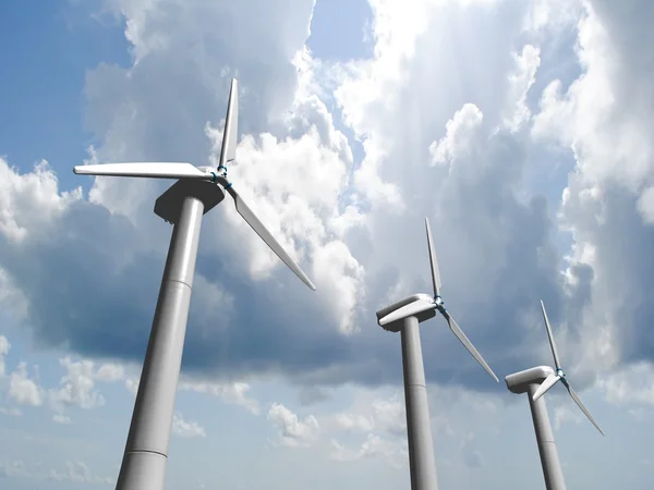 Вітрові млини, відновлювана енергетика . — стокове фото
