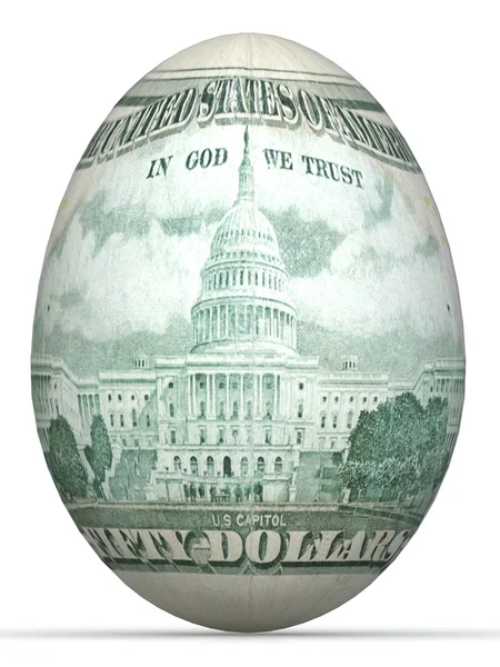 50 dollar back side banknote in shape of egg. — Stock Photo, Image