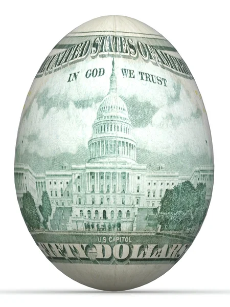 stock image 50 dollar back side banknote in shape of egg.