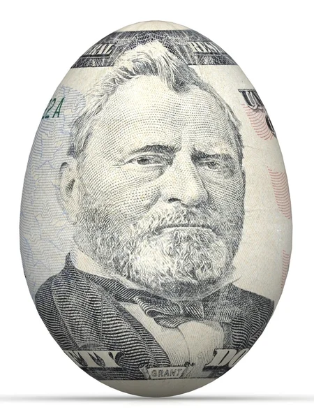 50 dollar banknote in shape of egg. — Stock Photo, Image