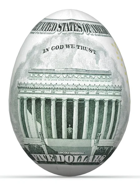 5 dollar back side banknote in shape of egg. — Stock Photo, Image