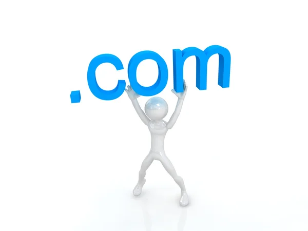 3d icon holding .com - 3d render — Stock Photo, Image