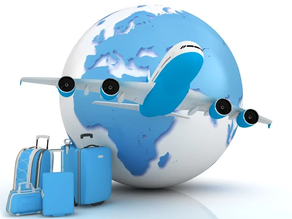 Ruchu samolot świata i bagażu — Zdjęcie stockowe