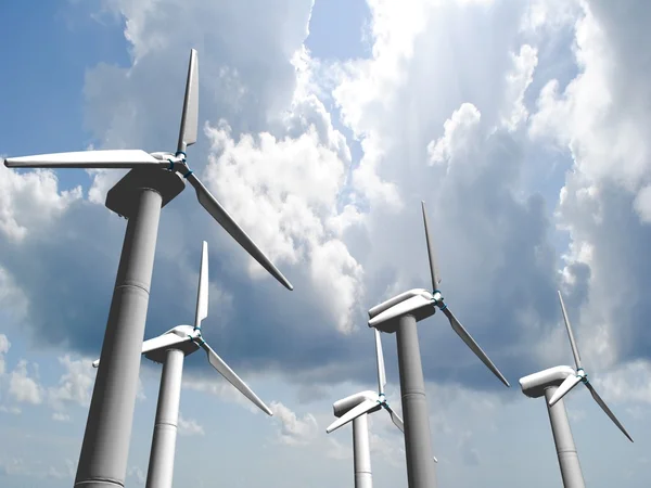 Вітрові млини, відновлювана енергетика . — стокове фото