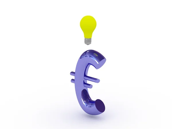 Χρήματα κάνοντας ιδέα. σύμβολο του ευρώ με λάμπα . — Φωτογραφία Αρχείου