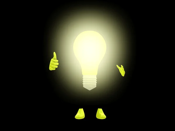 Lightbulb character. — Stock Photo, Image