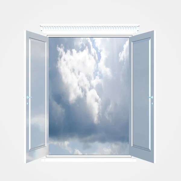 Die Natur hinter einem Fenster 3d — Stockfoto