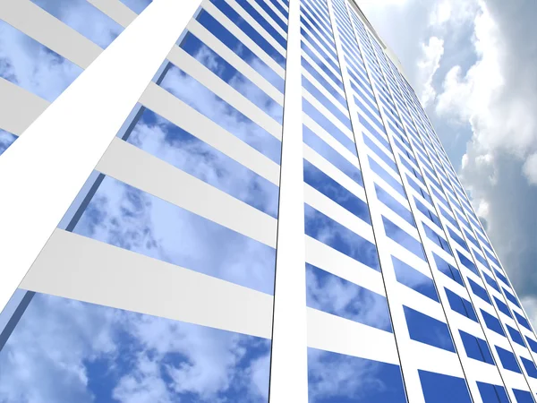 Modern skyskrapa på molnlandskap bakgrund — Stockfoto