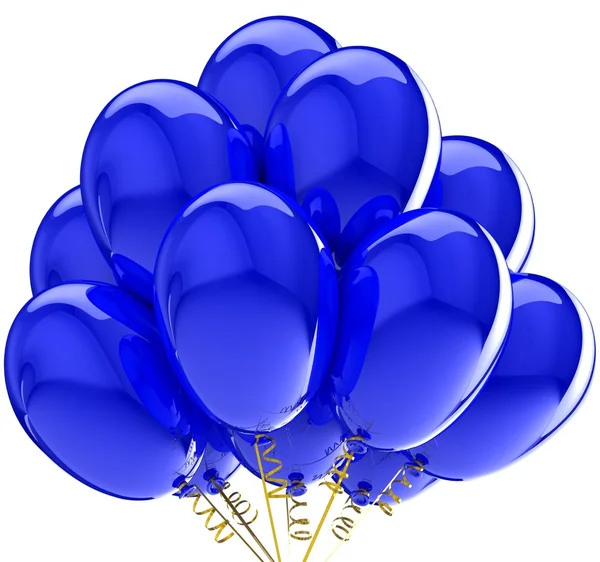 Globos fiesta 3d translúcido de color azul. Aislado sobre fondo blanco — Foto de Stock