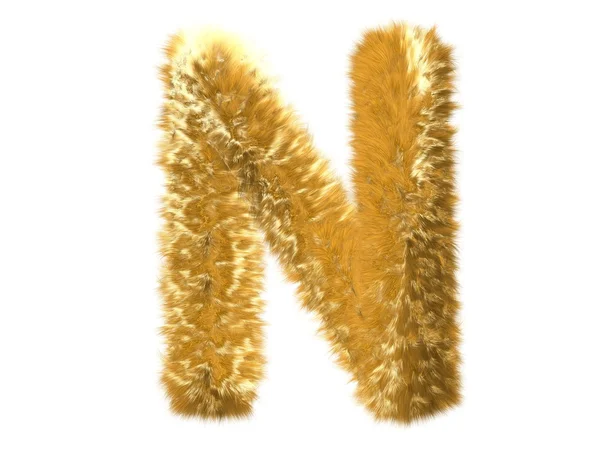Carta N do alfabeto da raposa peluda — Fotografia de Stock