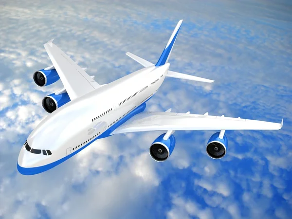 3D-passagiersvliegtuig. — Stockfoto