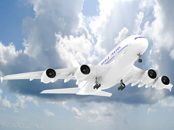 Airbus opstijgen, 3D-rendering. — Stockfoto