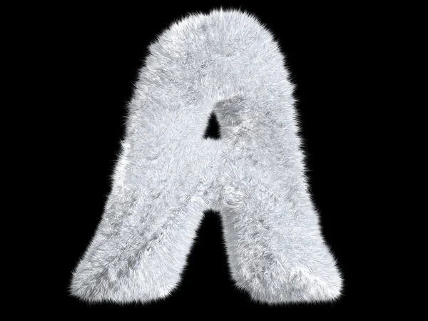 Letter A from a White Rabbit Fur on Black — Stock Photo, Image