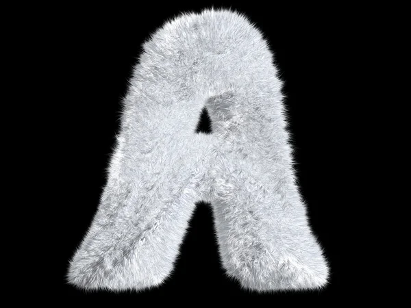 stock image Letter A from a White Rabbit Fur on Black