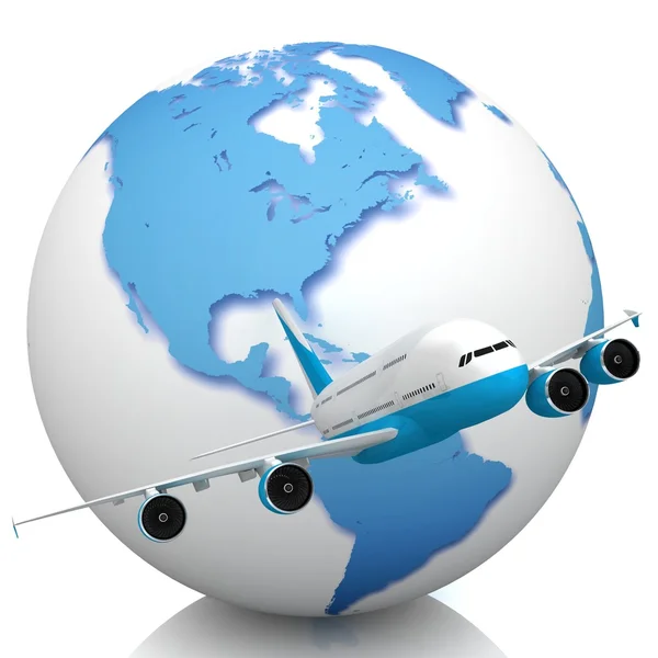 Stock image Airliner with a globe