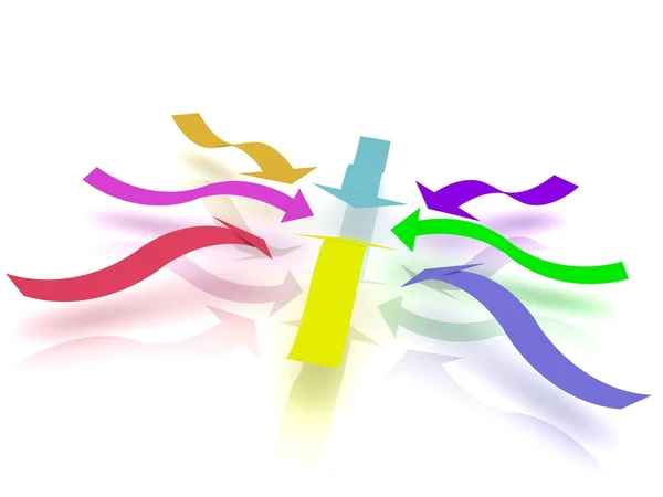 Colored arrows in a point — Stock Photo, Image