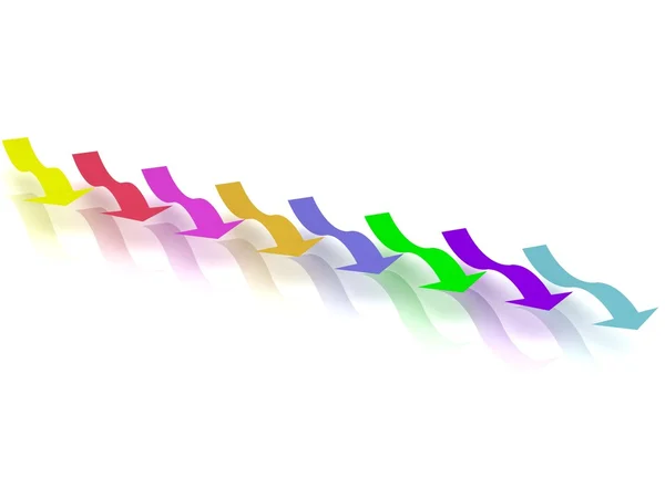 Frecce colorate in una linea — Foto Stock
