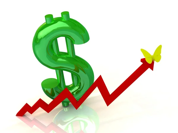 Crescimento do dólar, fundo branco — Fotografia de Stock