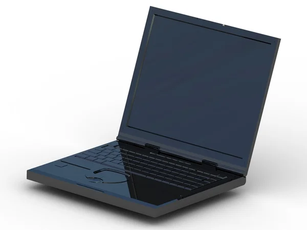 Jeden černý notebook pc počítač záběr na bílém pozadí — Stock fotografie