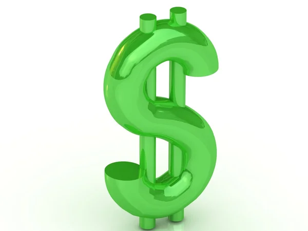 Grünes Dollarzeichen isoliert auf weißem Hintergrund — Stockfoto