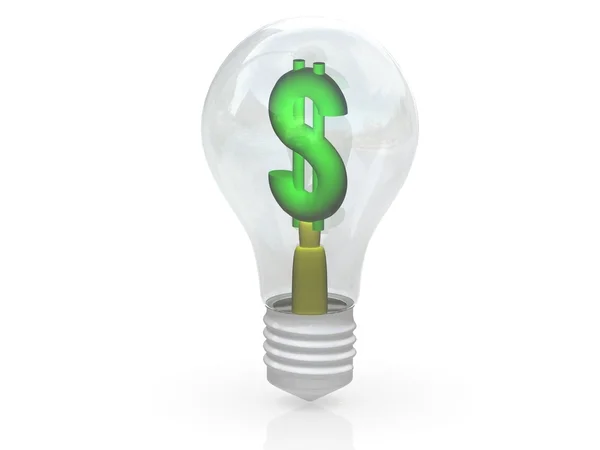 Geld maken idee. Lampje met Dollar symbool. — Stockfoto