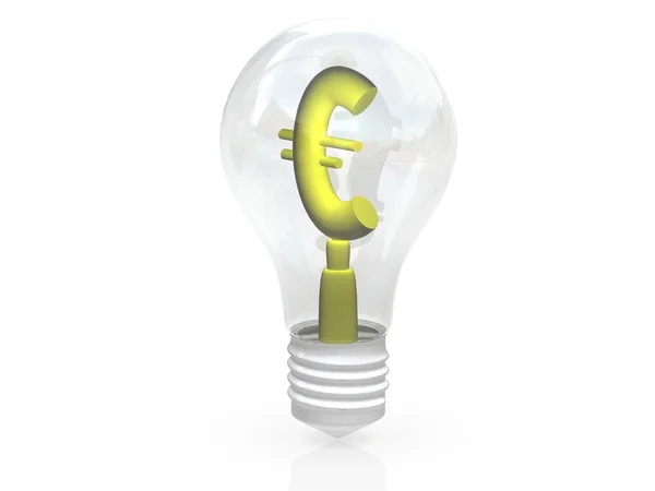 Idea per fare soldi. Lampadina con simbolo Euro . — Foto Stock
