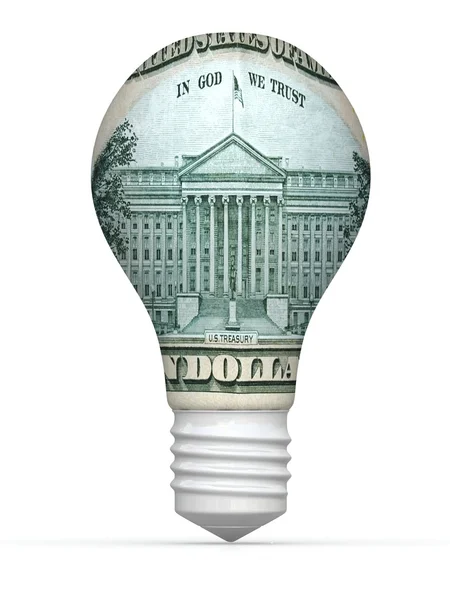 Лампочка за 10 долларов на белом фоне — стоковое фото