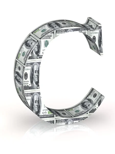 Letter C 100 dollar wrapped. — Stock Photo, Image