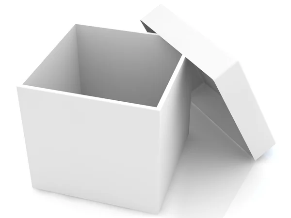 Caixa aberta branca — Fotografia de Stock