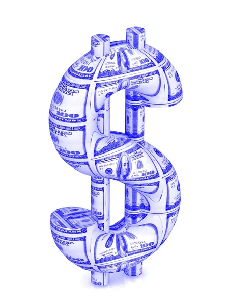 Dollarn simbol med 100 dollar wrap. — Stockfoto