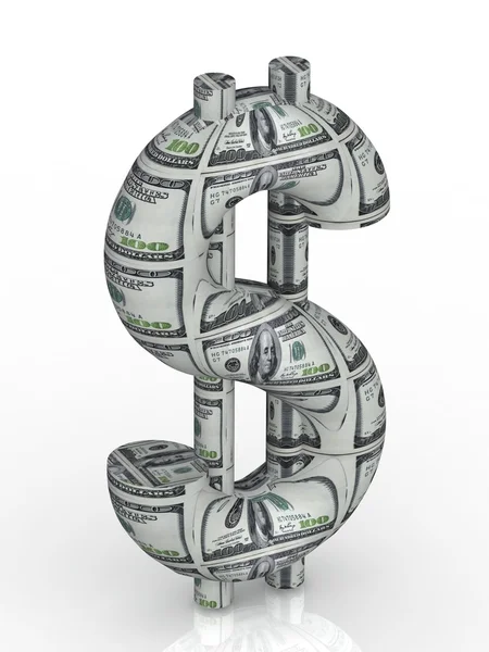 Dollarn simbol med 100 dollar wrap. — Stockfoto