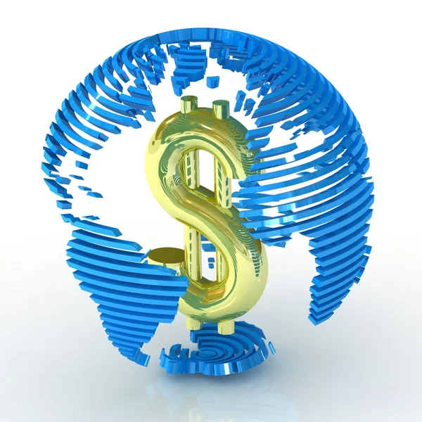 Abstrakter Globus mit Dollarsymbol im Inneren. — Stockfoto