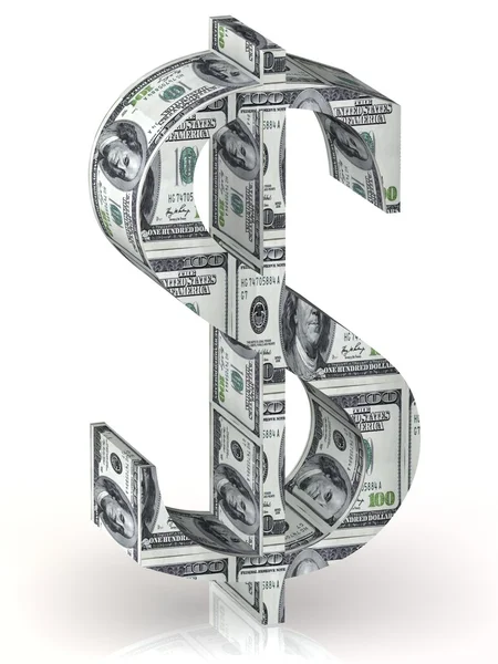 Dollar-Symbol umwickelt 100-Dollar-Banknote. — Stockfoto