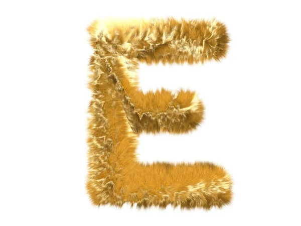 Litera e z futra Lisa alfabet — Zdjęcie stockowe