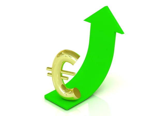 Crescimento do euro, fundo branco — Fotografia de Stock